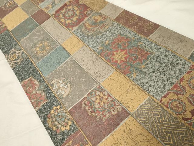 平和屋着物●六通柄袋帯 鳳凰 正倉院 金糸 正絹 逸品 CABA2316dy