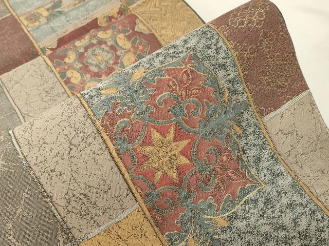 平和屋着物●六通柄袋帯 鳳凰 正倉院 金糸 正絹 逸品 CABA2316dy