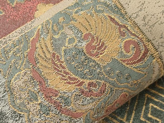 平和屋着物●六通柄袋帯 鳳凰 正倉院 金糸 正絹 逸品 CABA2316dy