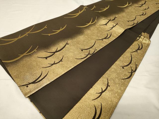 平和屋着物●六通柄袋帯 露芝文 金糸 正絹 逸品 CABA2321dy
