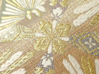 平和屋着物●六通柄袋帯 唐織 七宝花文 金糸 正絹 逸品 CABA2339dy