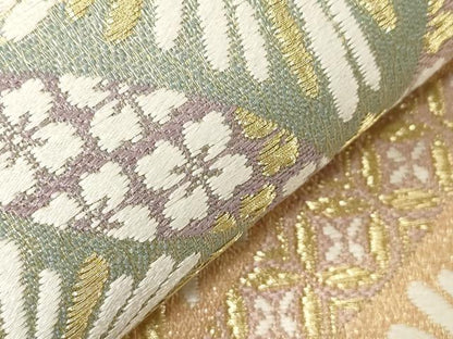 平和屋着物●六通柄袋帯 唐織 七宝花文 金糸 正絹 逸品 CABA2339dy