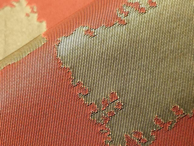 平和屋着物●全通柄　本袋帯　市松文様　金糸　正絹　逸品　CABA2342dy