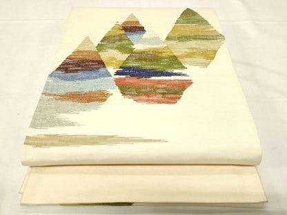 平和屋着物●太鼓柄袋帯 すくい織 吉祥文 正絹 逸品 未使用 CABA2343dy