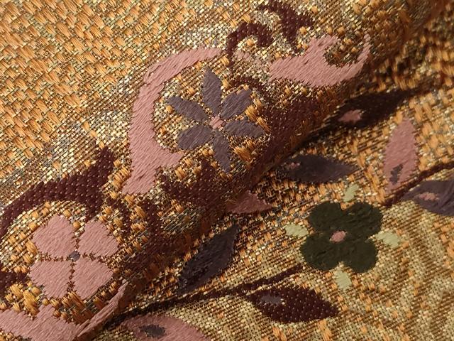平和屋着物●本場筑前博多織　八寸名古屋帯　刺繍　花鳥文　正絹　逸品　CABA2362dy