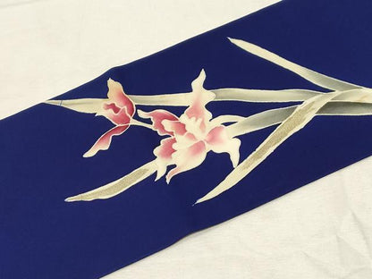 平和屋着物●塩瀬　九寸名古屋帯　草花文　金彩　正絹　逸品　CABA2366dy