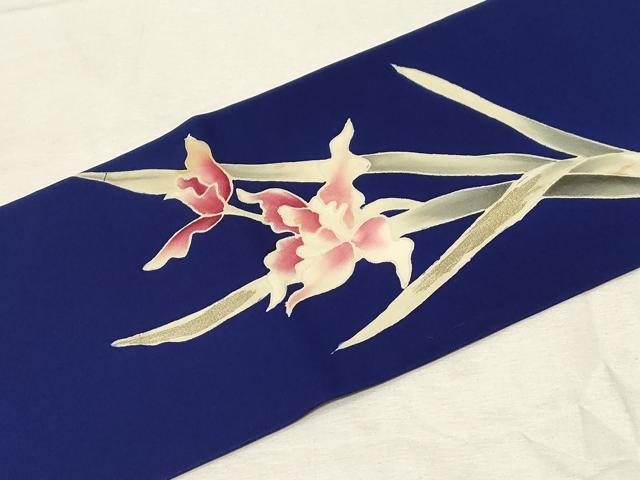 平和屋着物●塩瀬　九寸名古屋帯　草花文　金彩　正絹　逸品　CABA2366dy
