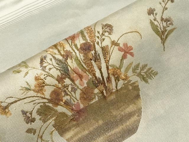 平和屋着物●九寸名古屋帯　花香織　陶器花文　引箔　正絹　逸品　CABA2376dy