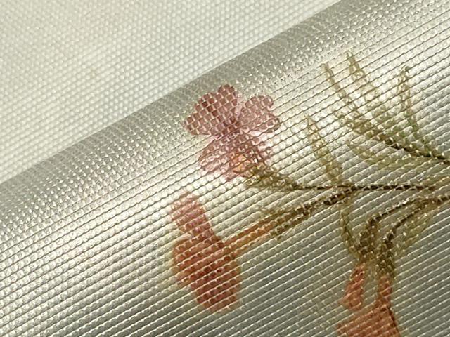 平和屋着物●九寸名古屋帯　花香織　陶器花文　引箔　正絹　逸品　CABA2376dy