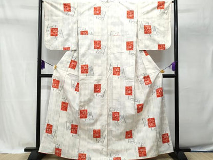 平和屋着物■上質な紬　色紙重ね花文　正絹　逸品　CABA2548fb
