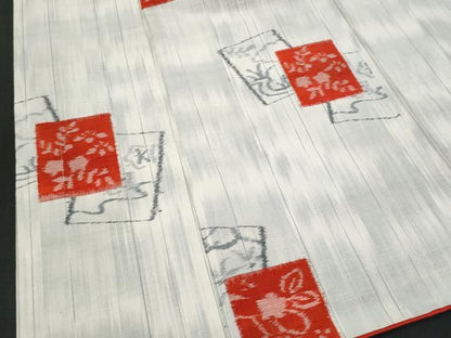 平和屋着物■上質な紬　色紙重ね花文　正絹　逸品　CABA2548fb