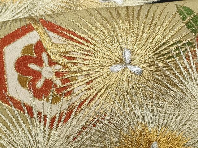 平和屋着物■豪華黒留袖　刺繍　枝松葉花文　金銀糸　正絹　逸品　CABA2556fb