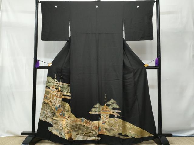 平和屋着物■豪華黒留袖　鉾　渡り橋人物文　金銀彩　正絹　逸品　CABA2580fb
