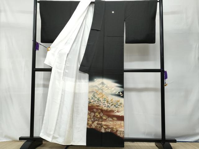 平和屋着物■豪華黒留袖　遠山飛鶴草木文　暈し染め　金彩　正絹　逸品　CABA2583fb