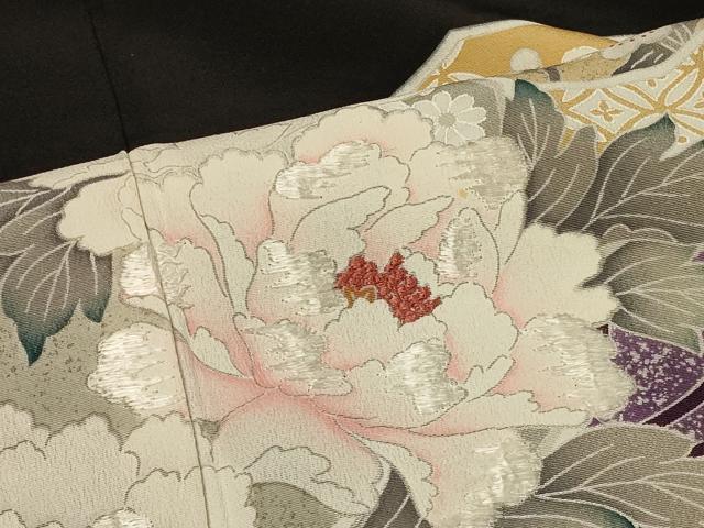 平和屋着物■豪華黒留袖　刺繍　流水鏡裏花文　銀彩　正絹　逸品　CABA2838in