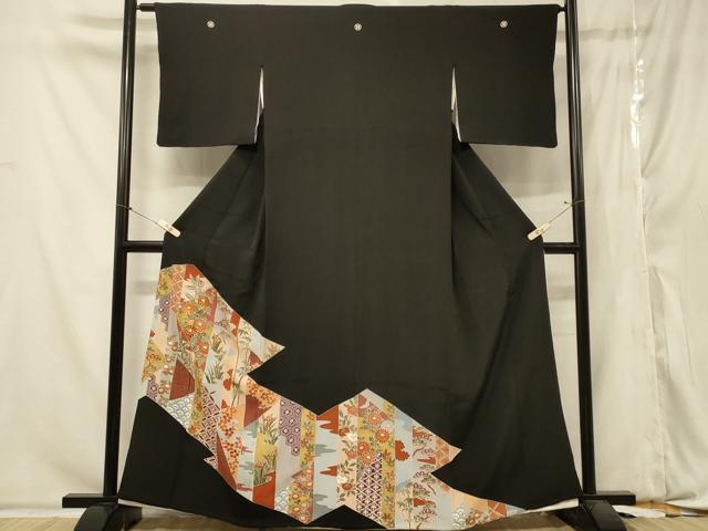 平和屋着物■豪華黒留袖 駒刺繍 松皮菱笹竹花文 金彩 正絹 逸品 CABA2840in