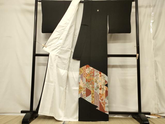 平和屋着物■豪華黒留袖 駒刺繍 松皮菱笹竹花文 金彩 正絹 逸品 CABA2840in