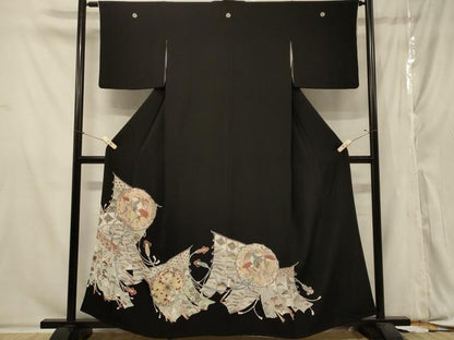 平和屋着物■豪華黒留袖 几帳鏡裏花鳥文 正絹 逸品 CABA2865in