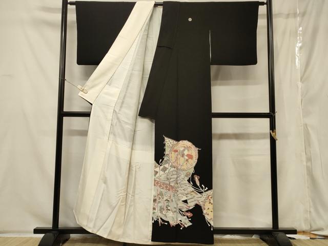 平和屋着物■豪華黒留袖 几帳鏡裏花鳥文 正絹 逸品 CABA2865in