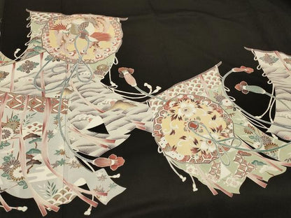 平和屋着物■豪華黒留袖 几帳鏡裏花鳥文 正絹 逸品 CABA2865in