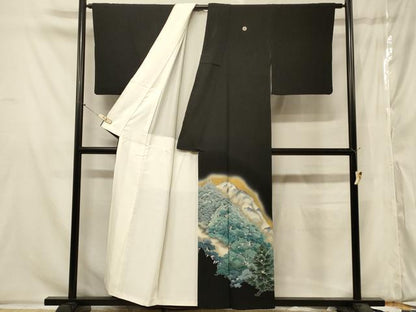 平和屋着物■豪華黒留袖 遠山樹林文 暈し染め 正絹 逸品 CABA2872in