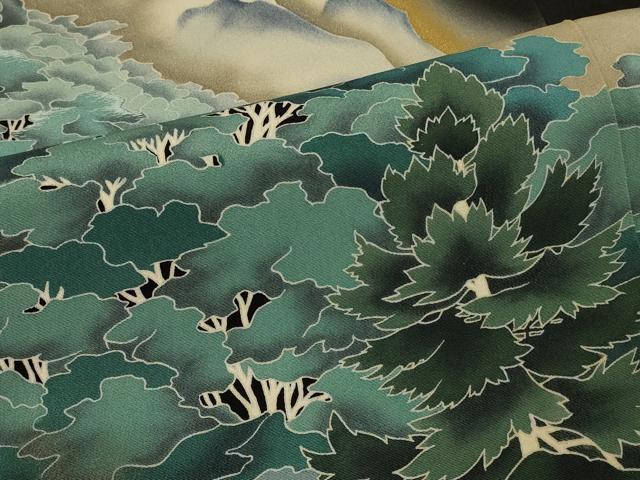 平和屋着物■豪華黒留袖 遠山樹林文 暈し染め 正絹 逸品 CABA2872in
