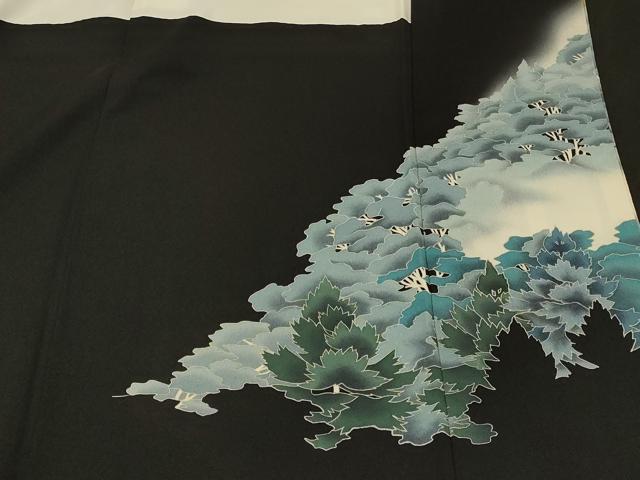 平和屋着物■豪華黒留袖 遠山樹林文 暈し染め 正絹 逸品 CABA2872in
