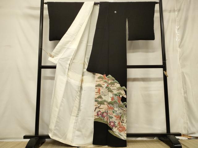 平和屋着物■豪華黒留袖 御所車孔雀花文 槍梅 金彩 正絹 逸品 CABA2878in