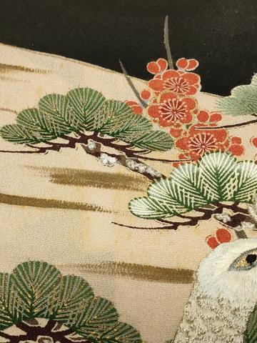 平和屋着物■豪華黒留袖 御所車孔雀花文 槍梅 金彩 正絹 逸品 CABA2878in