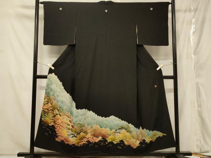平和屋着物■豪華黒留袖 風景文 金彩 正絹 逸品 CABA2884in