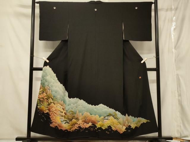 平和屋着物■豪華黒留袖 風景文 金彩 正絹 逸品 CABA2884in