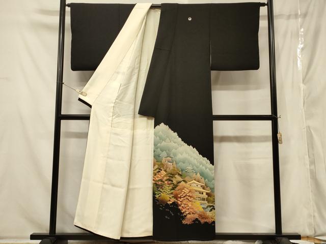 平和屋着物■豪華黒留袖 風景文 金彩 正絹 逸品 CABA2884in