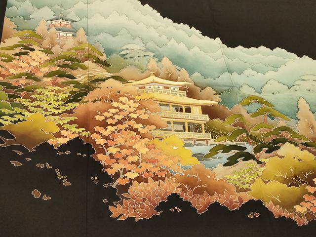 平和屋着物■豪華黒留袖 風景文 金彩 正絹 逸品 CABA2884in