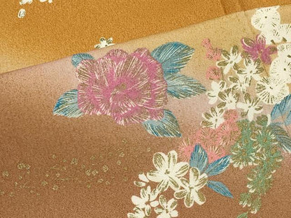 平和屋着物■訪問着　草花文　暈し染め　金彩　洗える着物　CABA2918in