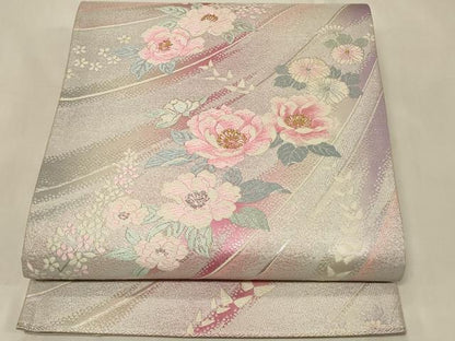 平和屋着物◎六通柄袋帯　唐織　花蝶文　金銀糸　正絹　逸品　CABA3066in