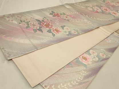 平和屋着物◎六通柄袋帯　唐織　花蝶文　金銀糸　正絹　逸品　CABA3066in