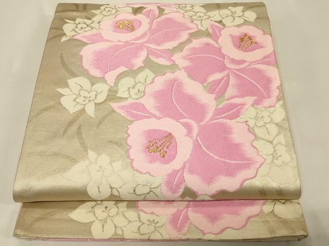 平和屋着物◎六通柄袋帯 唐織 洋花文 金銀糸 正絹 逸品 CABA3086in