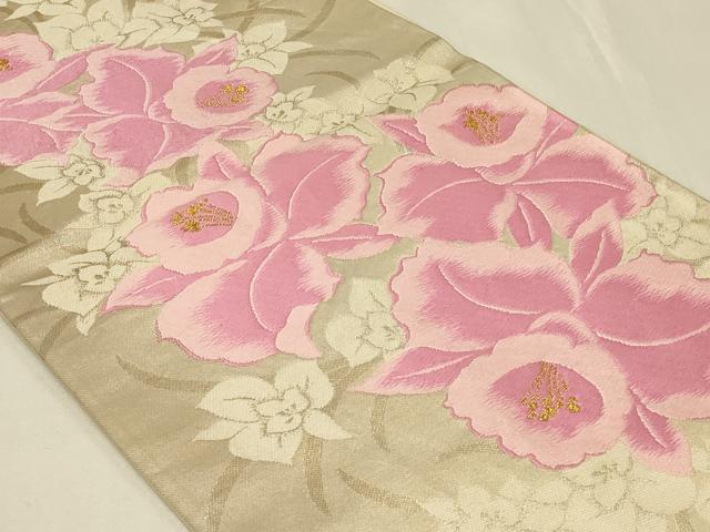 平和屋着物◎六通柄袋帯 唐織 洋花文 金銀糸 正絹 逸品 CABA3086in