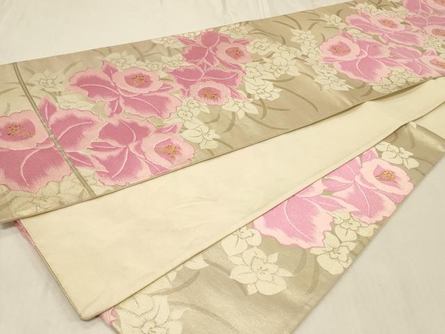平和屋着物◎六通柄袋帯 唐織 洋花文 金銀糸 正絹 逸品 CABA3086in