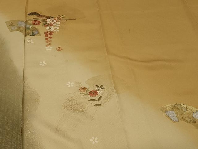 平和屋着物■訪問着　刺繍　地紙草花文　金彩　正絹　逸品　CABA3171in