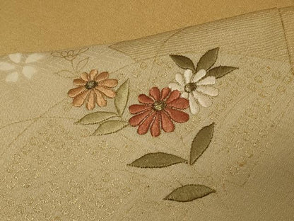 平和屋着物■訪問着　刺繍　地紙草花文　金彩　正絹　逸品　CABA3171in