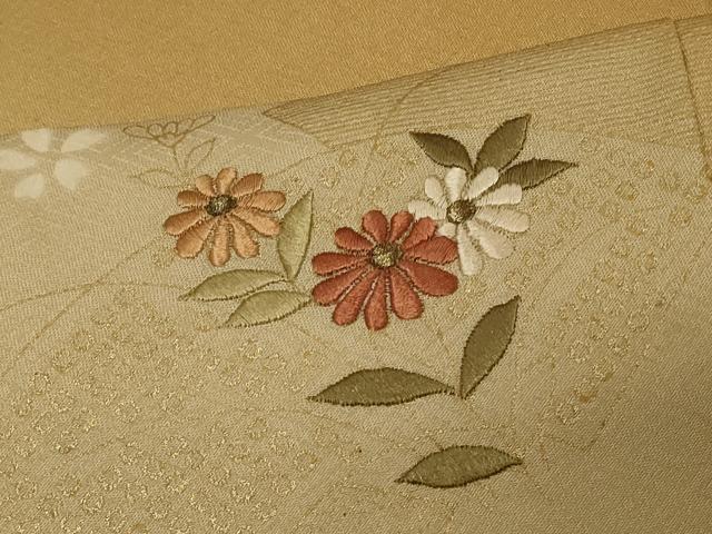 平和屋着物■訪問着　刺繍　地紙草花文　金彩　正絹　逸品　CABA3171in