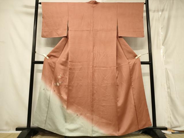 平和屋着物■訪問着　総刺繍　草花文　暈し染め　金糸　正絹　逸品　CABA3172in