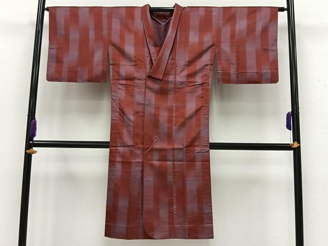平和屋着物■道行コート　雨コート　単衣　霞文　ロング丈　正絹　逸品　CABA3238ua