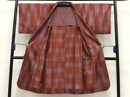 平和屋着物■道行コート　雨コート　単衣　霞文　ロング丈　正絹　逸品　CABA3238ua