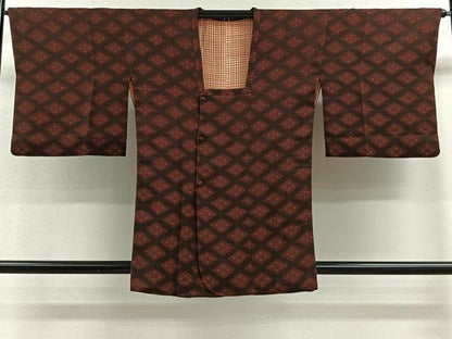 平和屋着物■道行コート 菱文 正絹 逸品 CABA3281ua