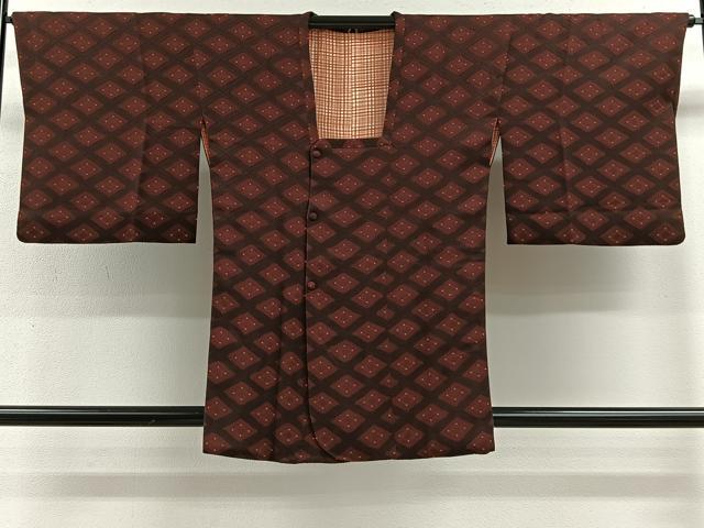 平和屋着物■道行コート 菱文 正絹 逸品 CABA3281ua