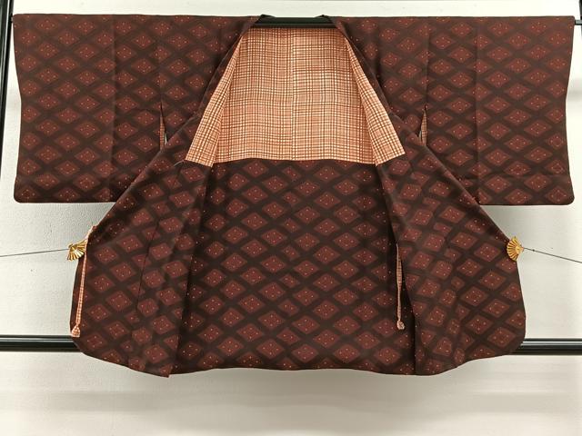 平和屋着物■道行コート 菱文 正絹 逸品 CABA3281ua