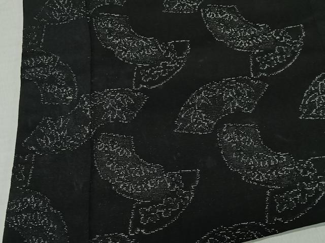 平和屋着物＃羽織　地紙草花文　黒地　銀糸　正絹　逸品　CABA3304ua