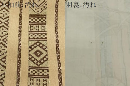 平和屋着物＃羽織　幾何学間道　金糸　正絹　逸品　CABA3305ua